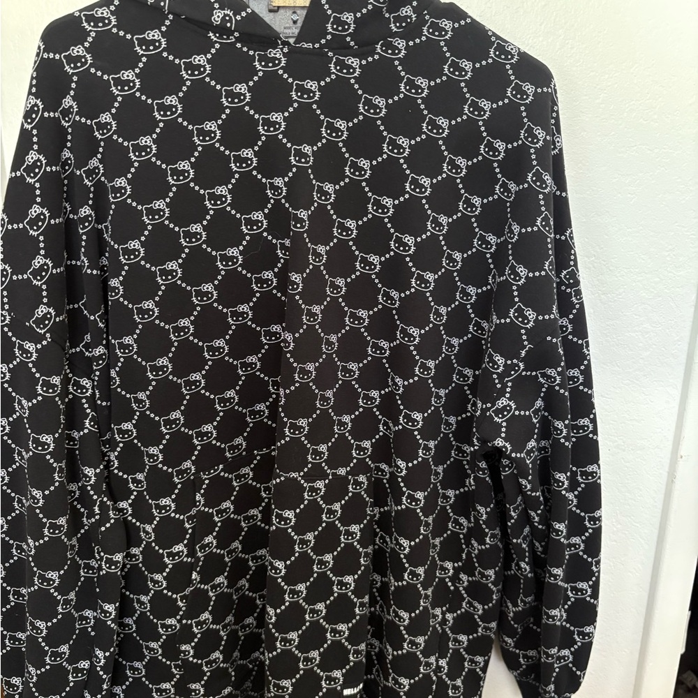 Divided Black Hoodie with White Print